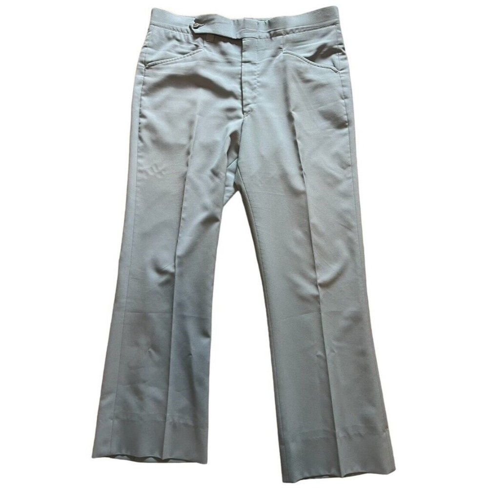 Sansabelt Men's Vtg 70's 60's Blue Flat Front Dress Golf‎ Trousers Pants
